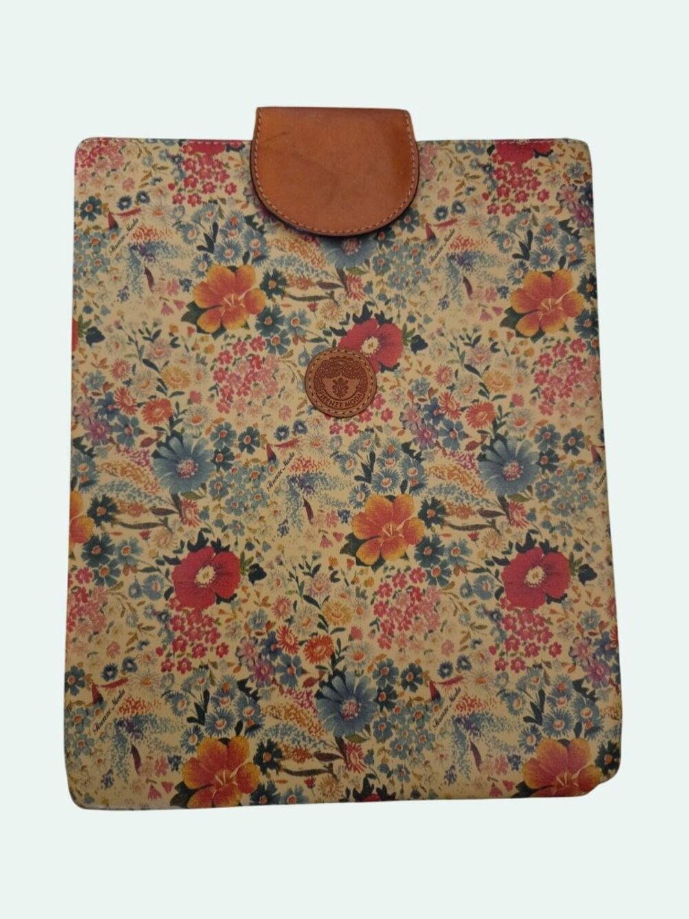 Firenze Moda Vintage Floral Printed Fine Italian Leather Tablet Sleeve - Picture 2 of 7